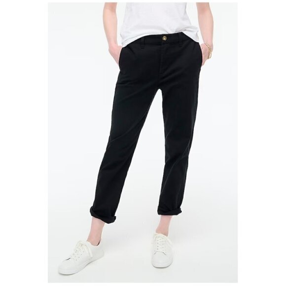 J. Crew Petite High Rise Girlfriend Straight Leg Chino Pants Black Size 4P NWT - Picture 1 of 9